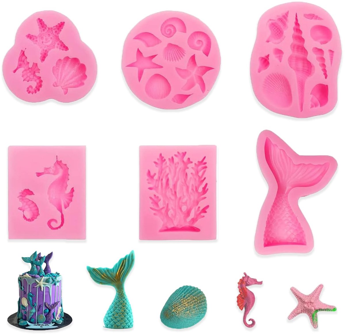 Solidchoice - Silicone Mallen voor Cake Decoratie - 6 Stuks