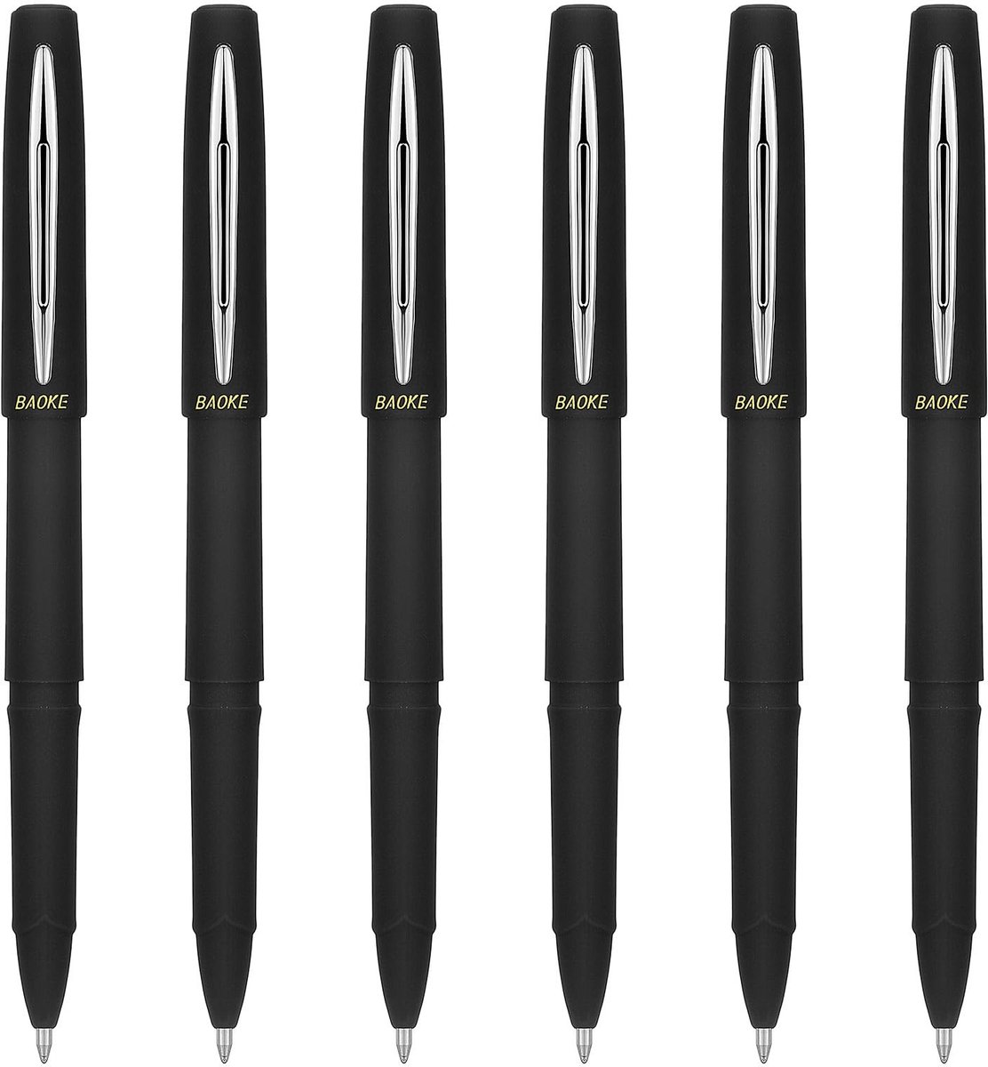 Solidchoice - 6 Stuks Rollerbalpen met Zwarte Inkt - Zacht Schrijven