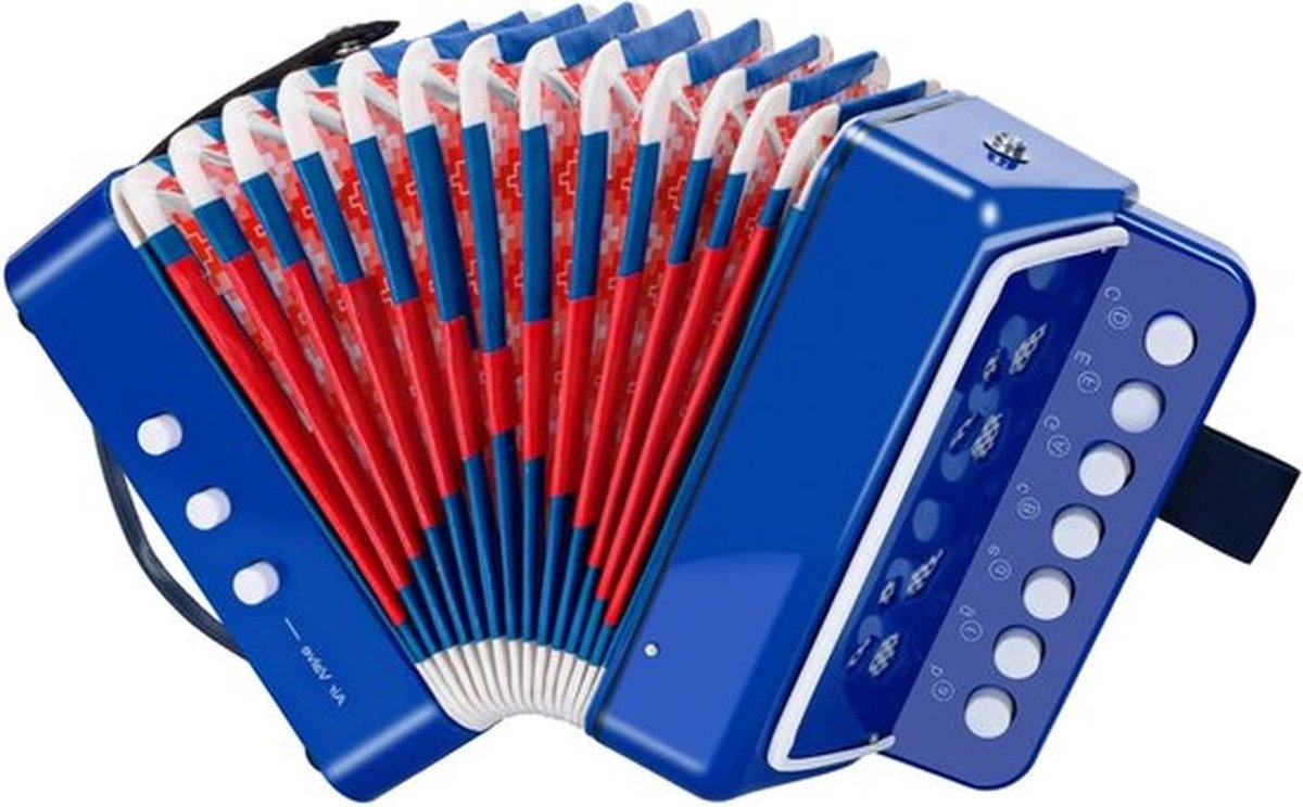 10-toetsen Accordeon voor Kinderen met Schouderband, Muzikaal Instrument voor Beginners, Geschikt voor Volwassenen en Kinderen vanaf 3 Jaar, Blauw, Perfect Cadeau voor Muziekliefhebbers