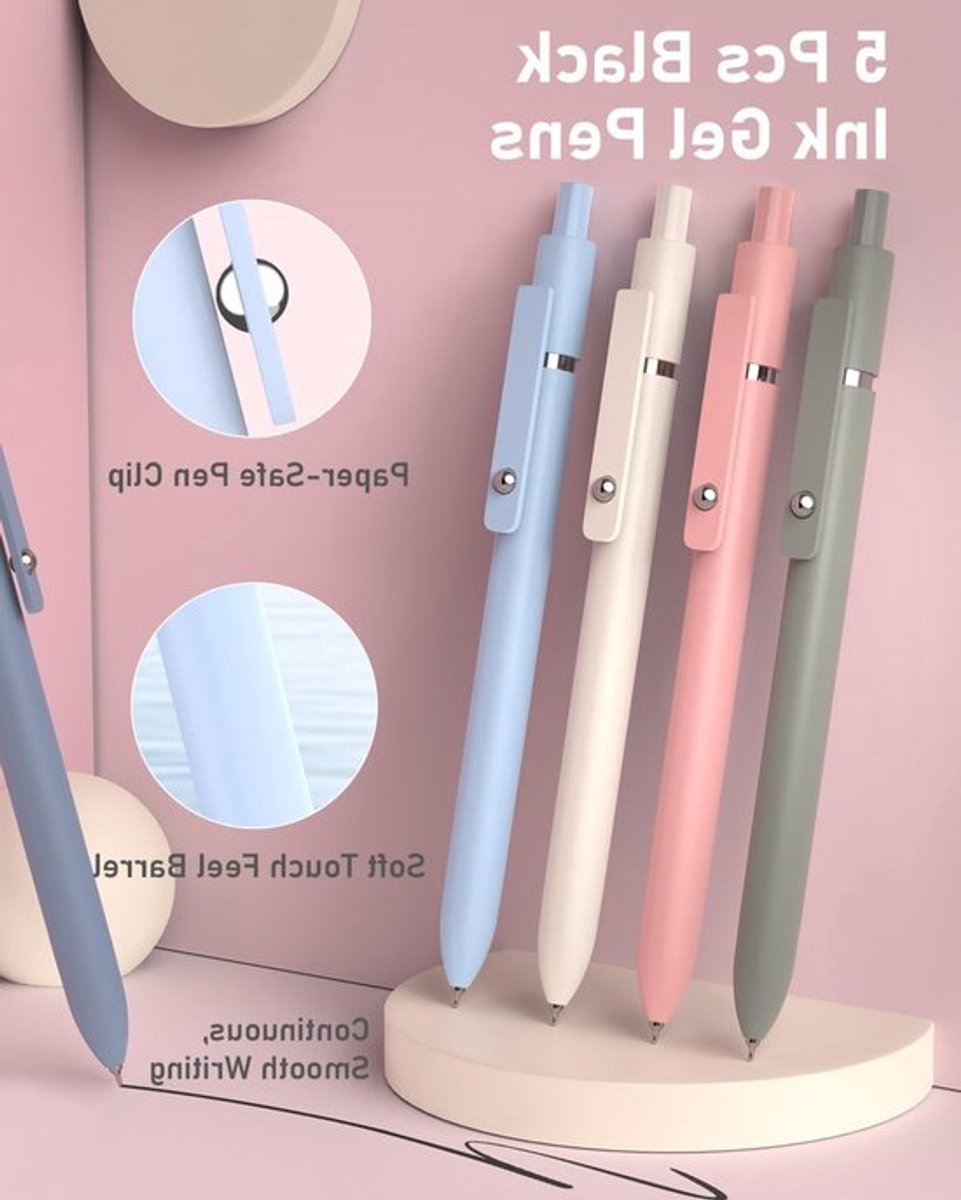 Schoolbenodigdheden Set met 12 Pastel Markers, 5 Gelpennen, 6 Mechanische Potloden en Etui voor Creatieve Jongeren en Meisjes