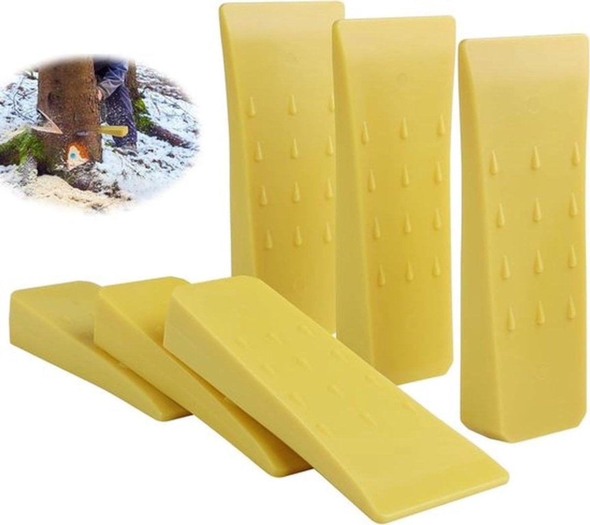 Set van 4 Gele Houtwijken van 15 cm - Kunststof Wijken voor Boomval, Impactbestendig en Duurzaam
