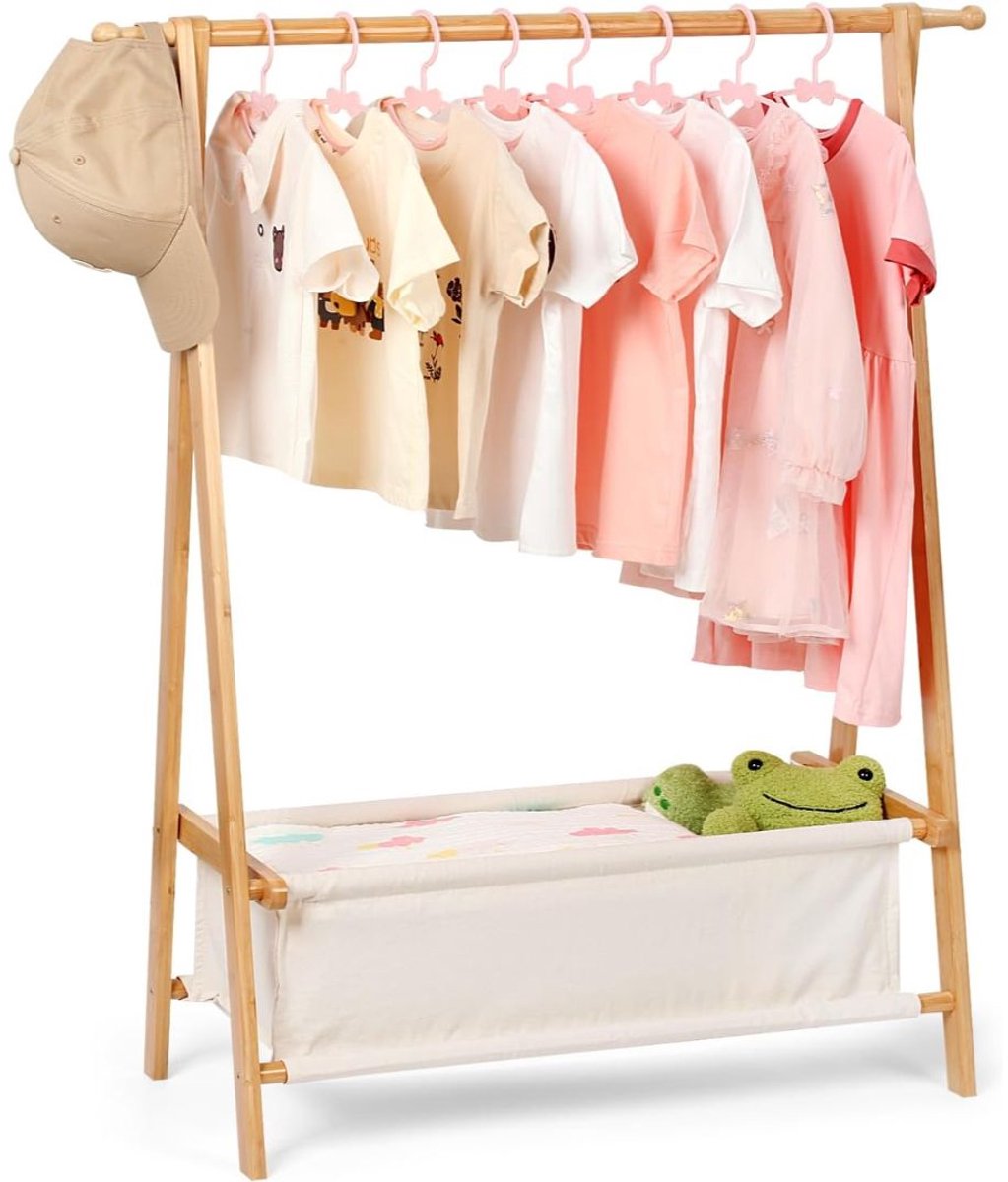 JCP® Kledingrek - Kledingkast - Verstelbare Kledingstang - Naturaal - 35cm x 80cm x 105cm