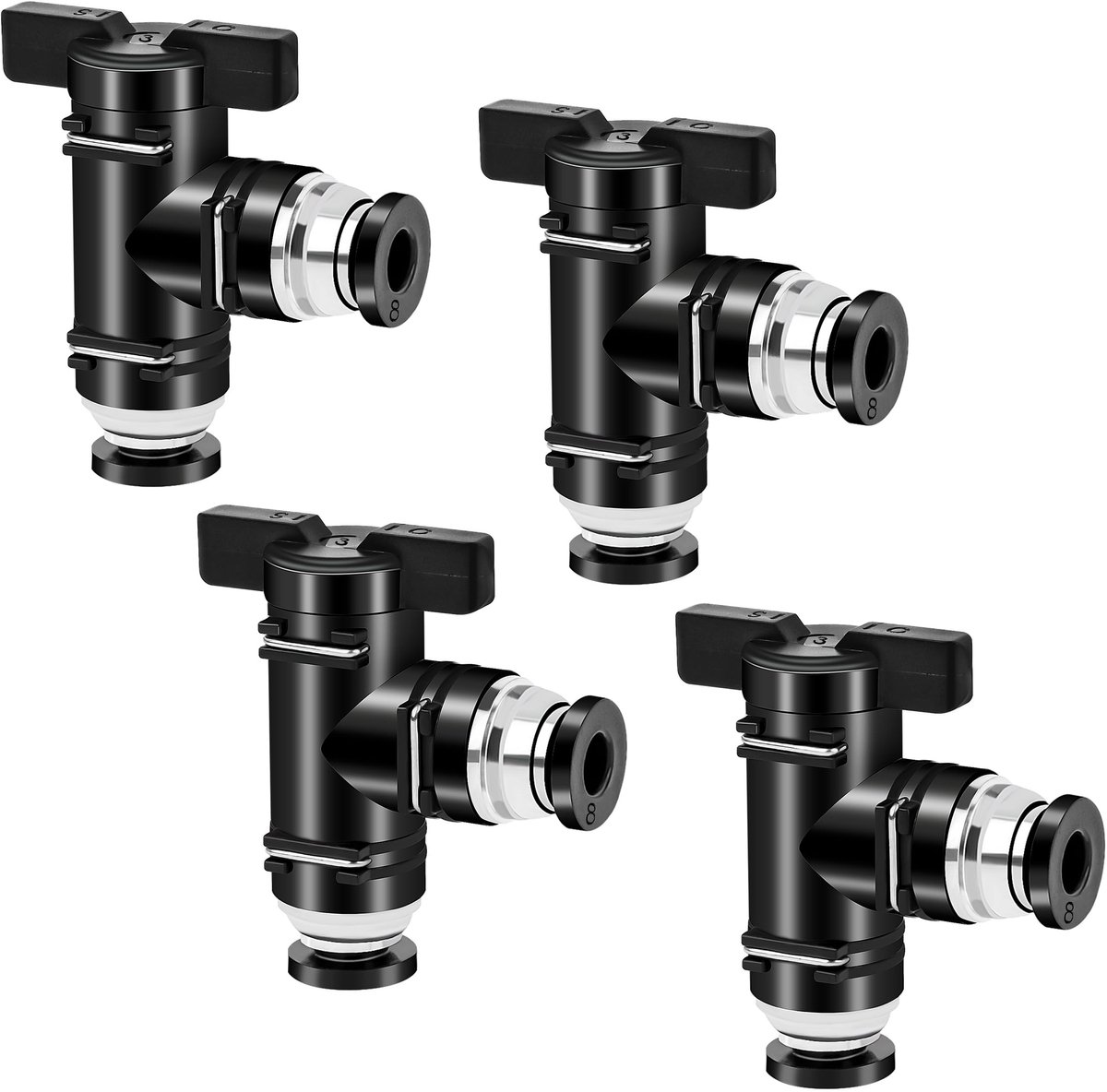 Solidchoice - Pneumatische Connectoren Haakse 8 mm - 4 Stuks