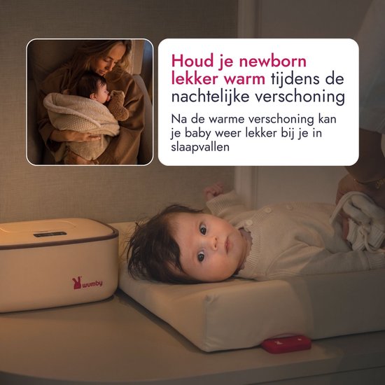 Een baby wordt warm gehouden tijdens het verschonen. Het aankleedkussen helpt baby's om gemakkelijker in slaap te vallen.