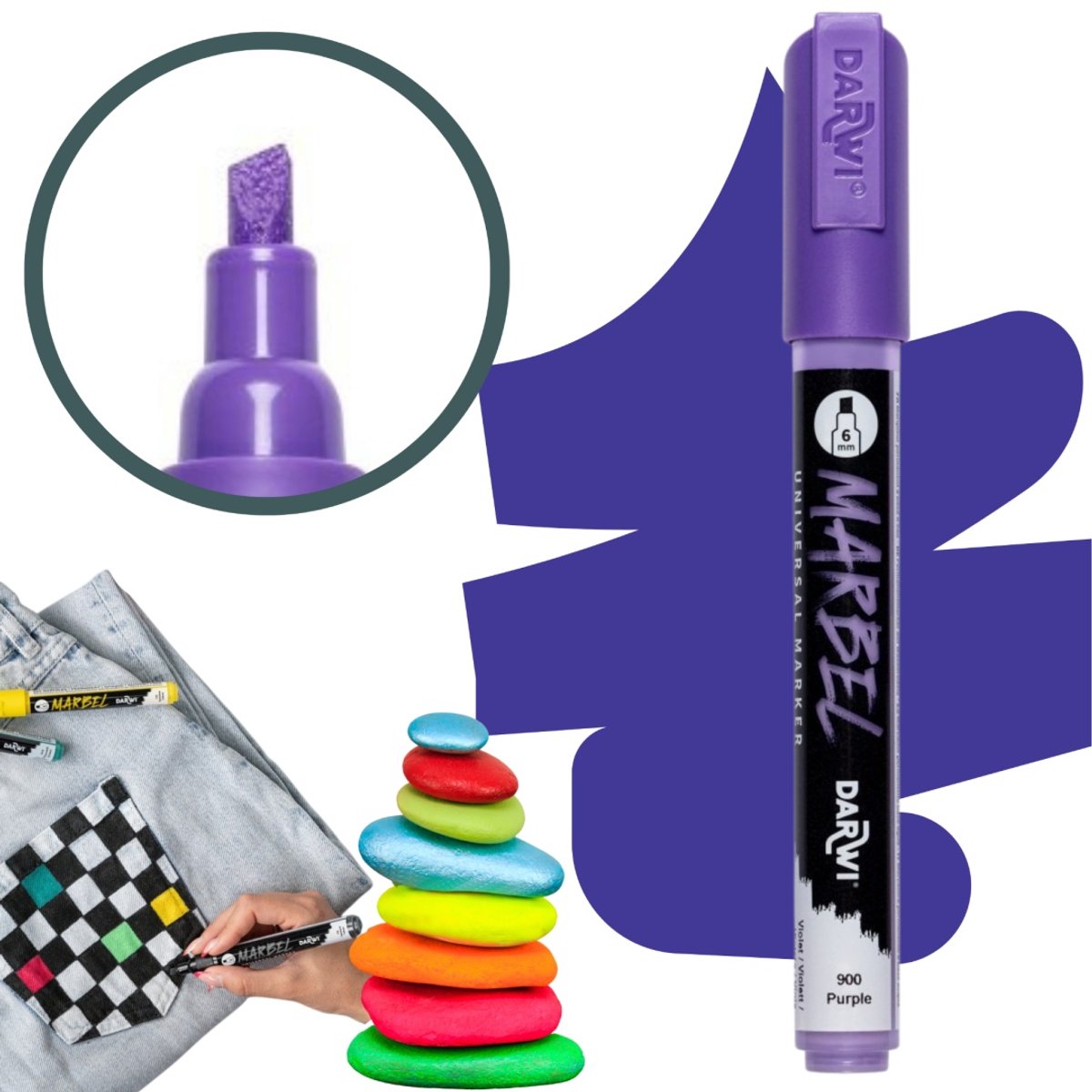 MARBEL Acryl Marker 6mm - Paars voor diverse ondergronden