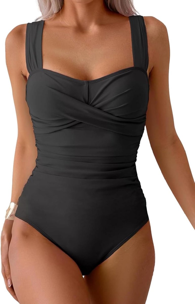 Badpakken Buikcontrole Badpakken Twist Front Bescheiden Badmode Verstelbare Brede Bandjes Zwemmen Kostuum Dames Ruches Vintage Push Up Gewatteerde Strandkleding