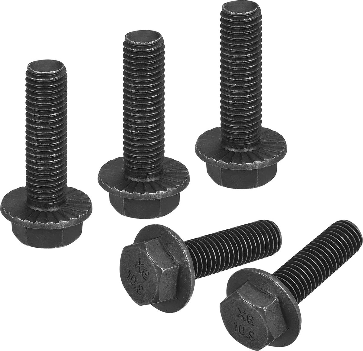 Sourcing map 5 stuks gekartelde zeskant flensschroeven M10 x 35 mm 10,9 koolstofstalen schroeven
