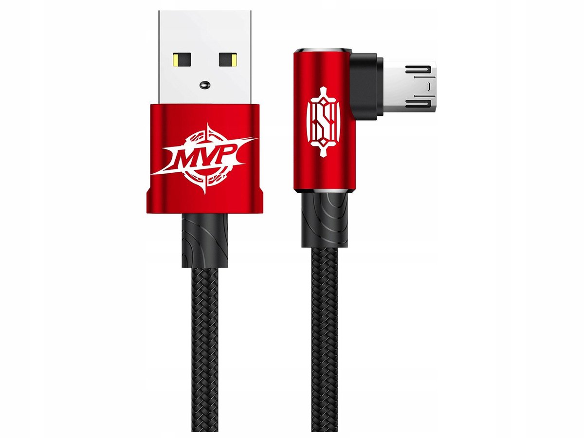 Baseus MVP Elleboog USB - microUSB Kabel 1m 2A Rood