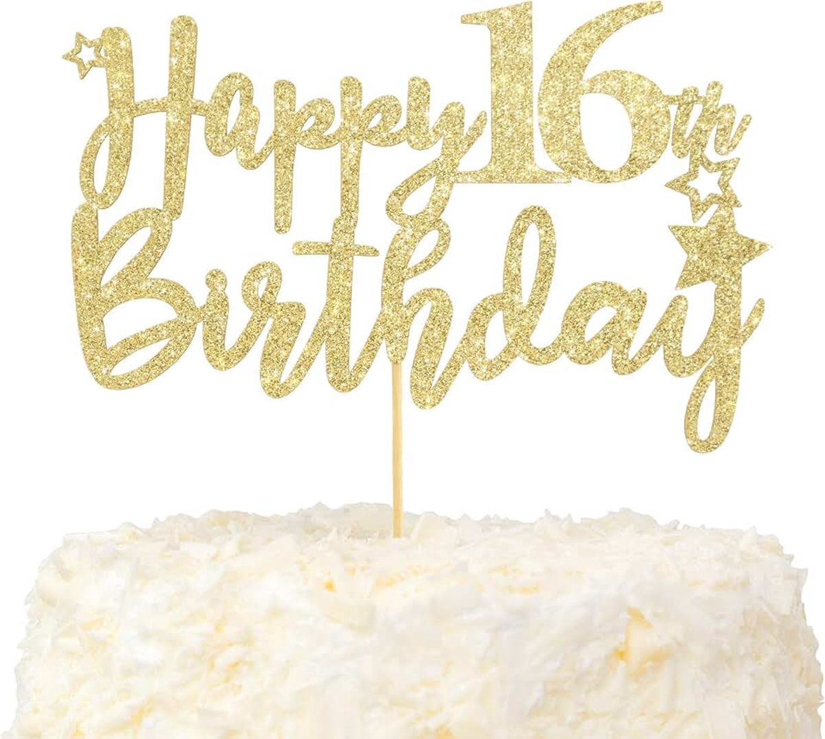 Happy 16e verjaardagstaart toppers Hallo Sweet 16 taartdecoratie voor jongen meisjes goud glitter 16 & fantastische benodigdheden voor verjaardagsfeest