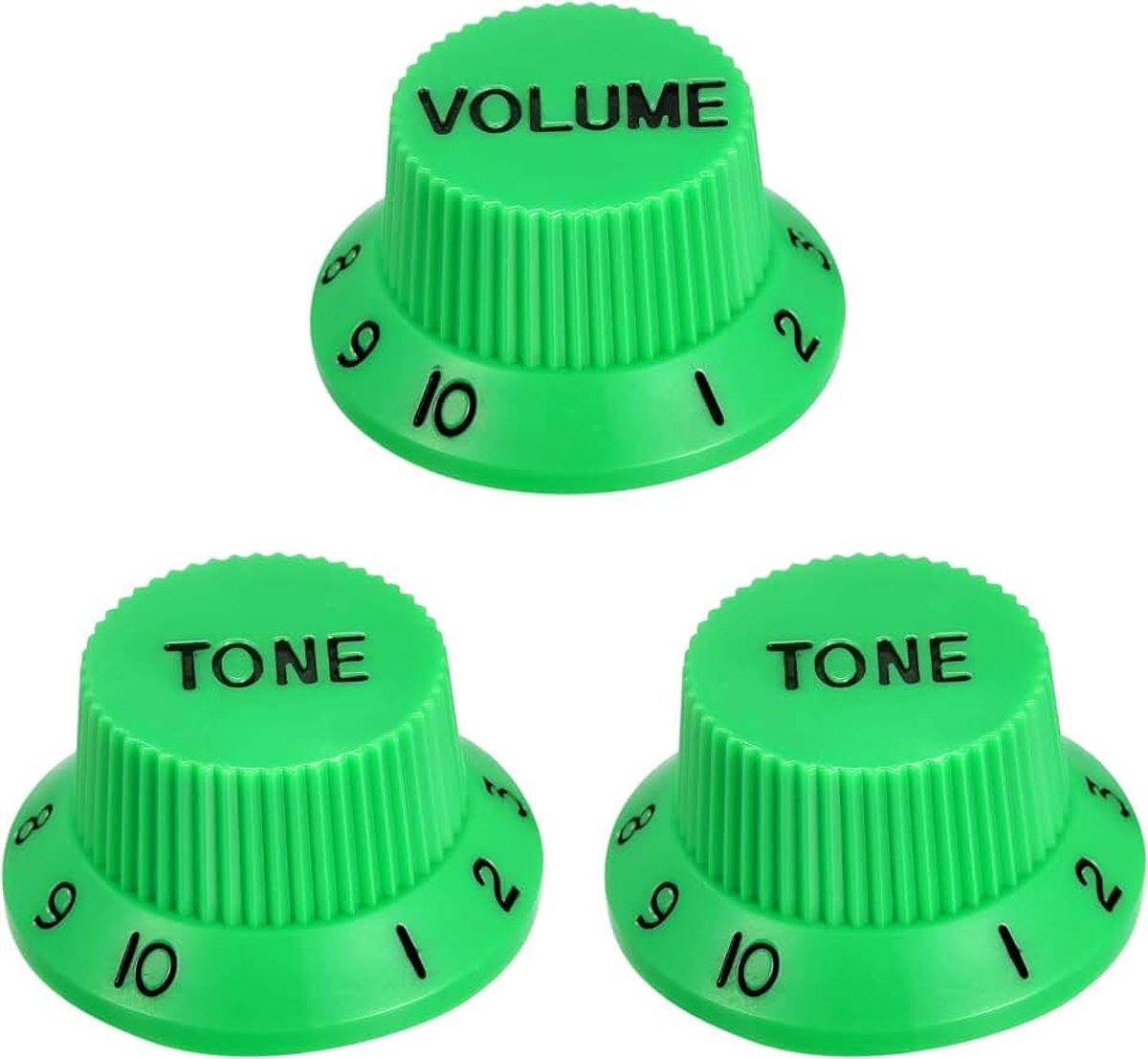 Sourcing map Top Hat gitaar belknoppen 6mm binnendiameter 2 volume 2 toon toerentalregelaar knoppen voor elektrische gitaar vervanging kunststof groen met zwarte tekens