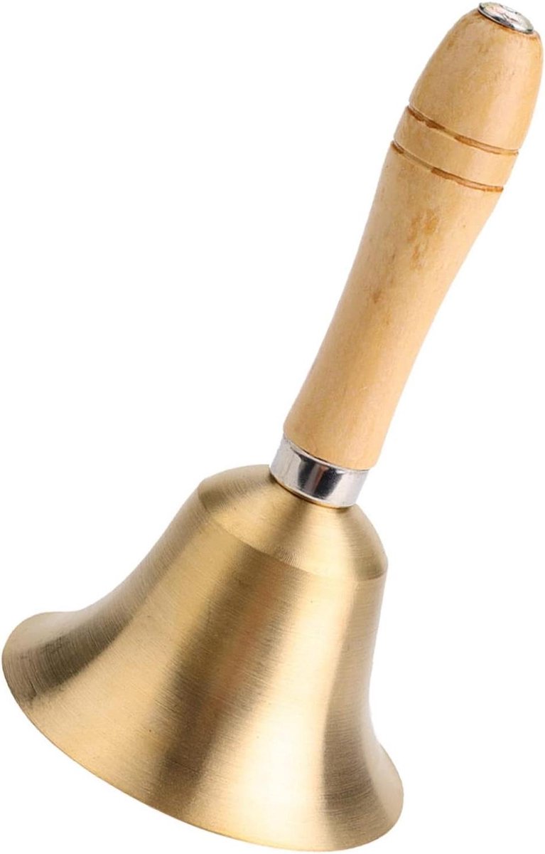 Handbel Koper - Tafelbel Service - Aandacht Trekken - Luid Helder Geluid - 8.5 cm steel - Goud