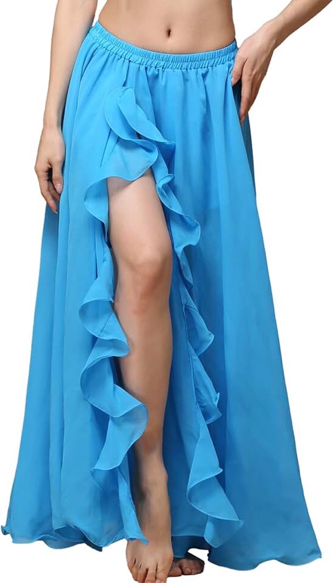 Rokken voor dames, lange rok met split, buikdans, chiffon, dansjurk, buikdanskostuum