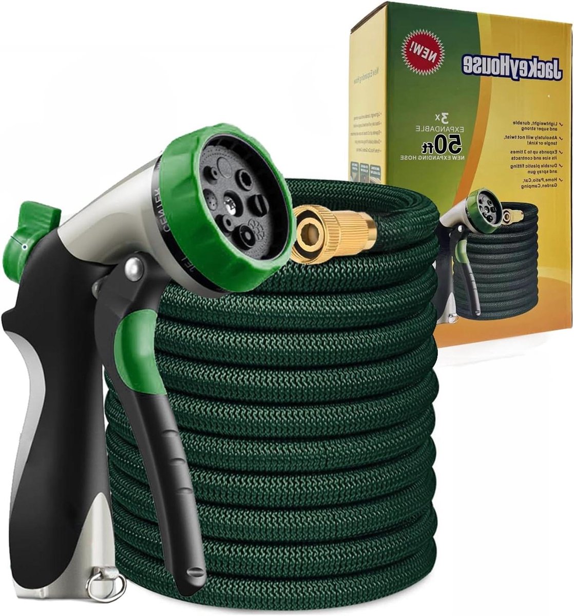 Tuinslang Uitbreidbaar - Flexibele Slang - Tuin Water Geven - Versterkte Messing Connectoren - 150 Voet - Groen