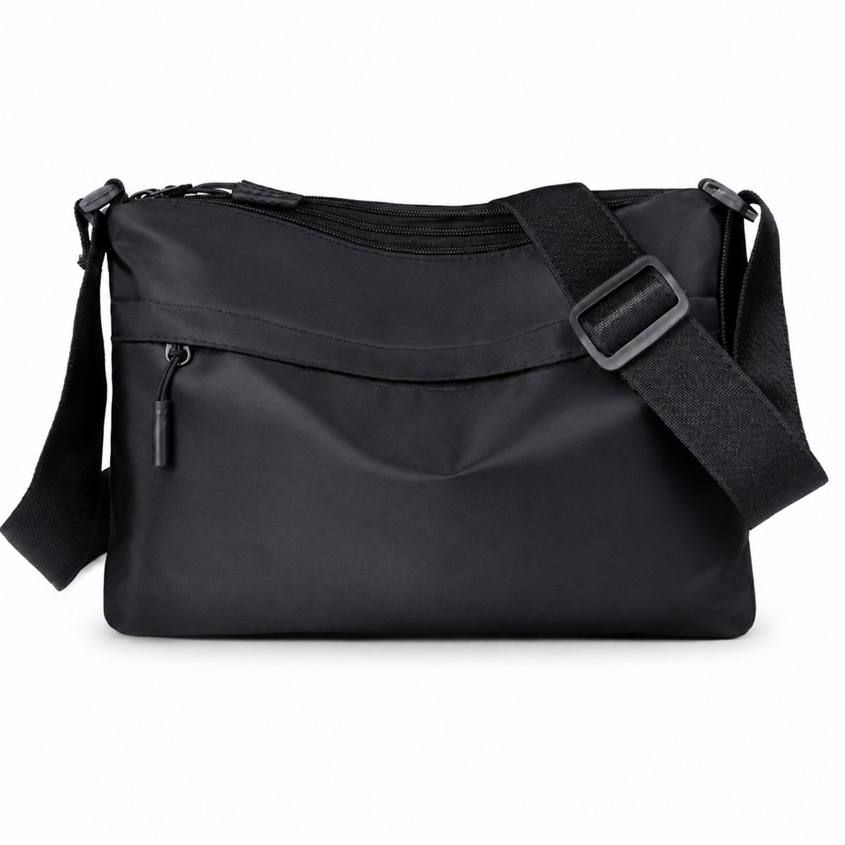 VHV - Schoudertas - Compacte crossbody tas met 3 opbergvakken - Verstelbare schouderriem, lichtgewicht en waterafstotend - Voor werk, reizen en dagelijks gebruik - Zwart