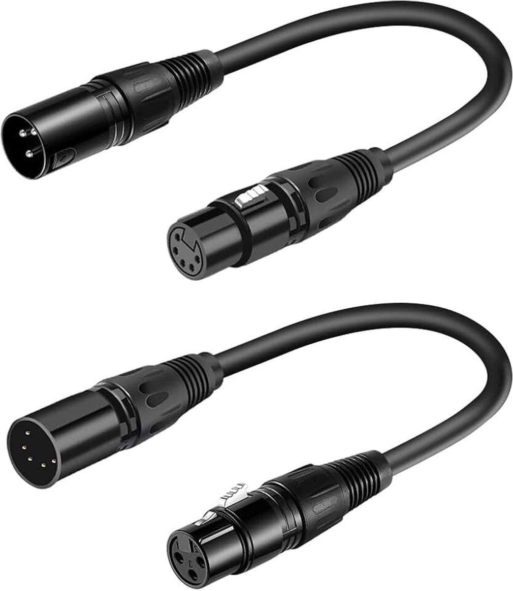Mannelijke 3 Pin naar XLR Vrouwelijke 5 Pin & Vrouwelijke 3 Pin naar Mannelijke 5 Pin Audio Kabel, voor Microfoon DMX Podium Licht Turnaround Etc (1Set/2Pack