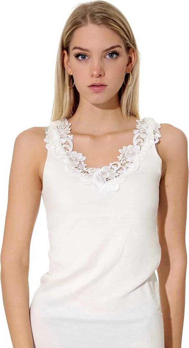 Onderhemd met extra grote kant, shirt zonder zijnaad - Cottonprime