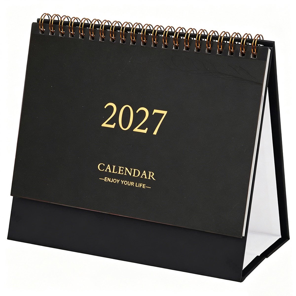 Kalender - Bureaukalender - Staande Bureaukalender 2027 - Flip Maandkalender - Kleurrijk Planner - 19 x 17 cm - Geschikt voor Kantoor, School en Thuis - Compact en Overzichtelijk - Jaarplanning - Zwart