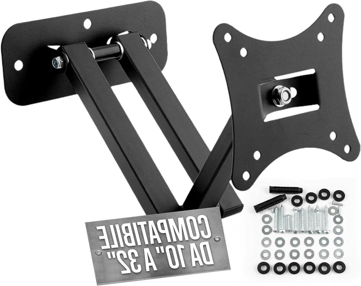TV houder - Wandbeugel Monitor - TV Ophangen - Robuust Stalen Frame - 10-32 inch - Zwart