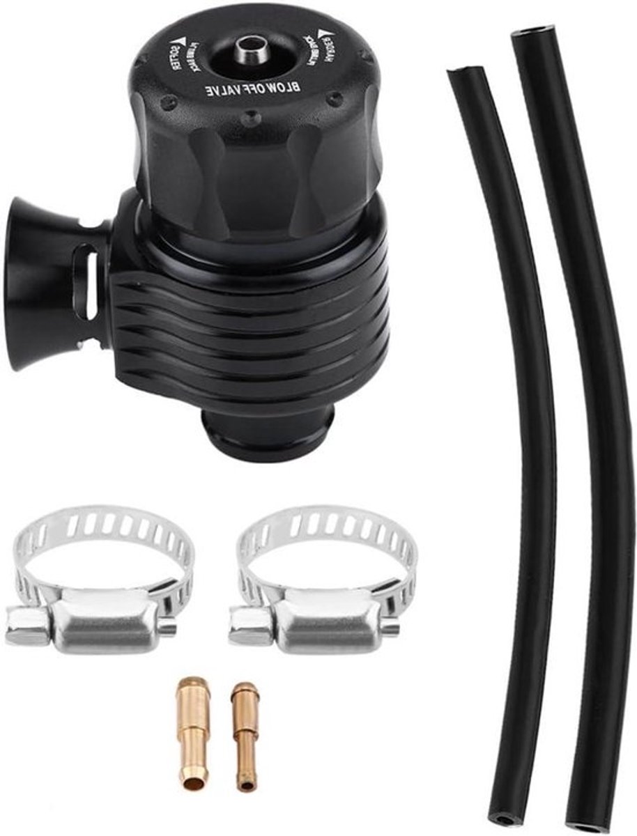 25mm Universele Auto Aluminium Afblaasklep Set met Adapter, Klem & Slang - Hoornvormig Design