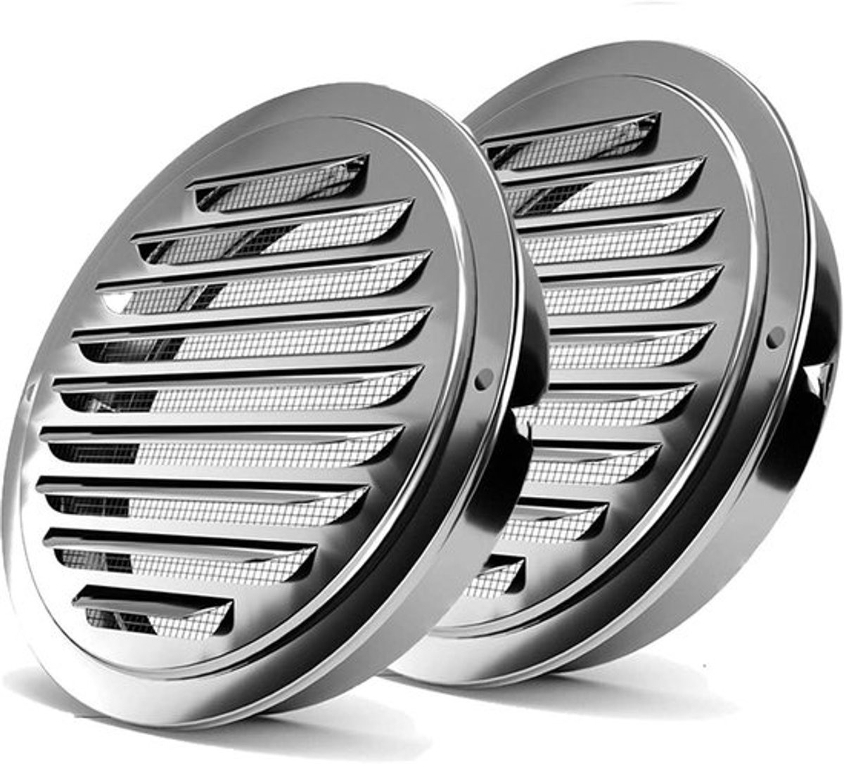 Ventilatierooster, 2 stuks, 150 mm - Rond Afvoerluchtrooster - Toevoer- en Afvoerlucht - Insectennet - Garage - Keuken - Badkamer - Muur - Luchtkap