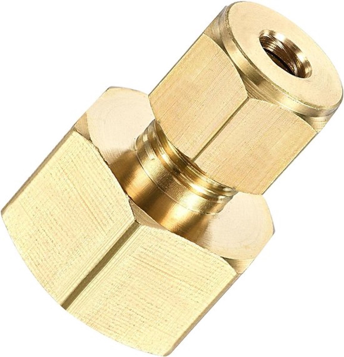 Compressiebuisfitting G1/2 binnendraad x 6 mm buis OD rechte koppeling adapter van messing voor water- en gasleidingen