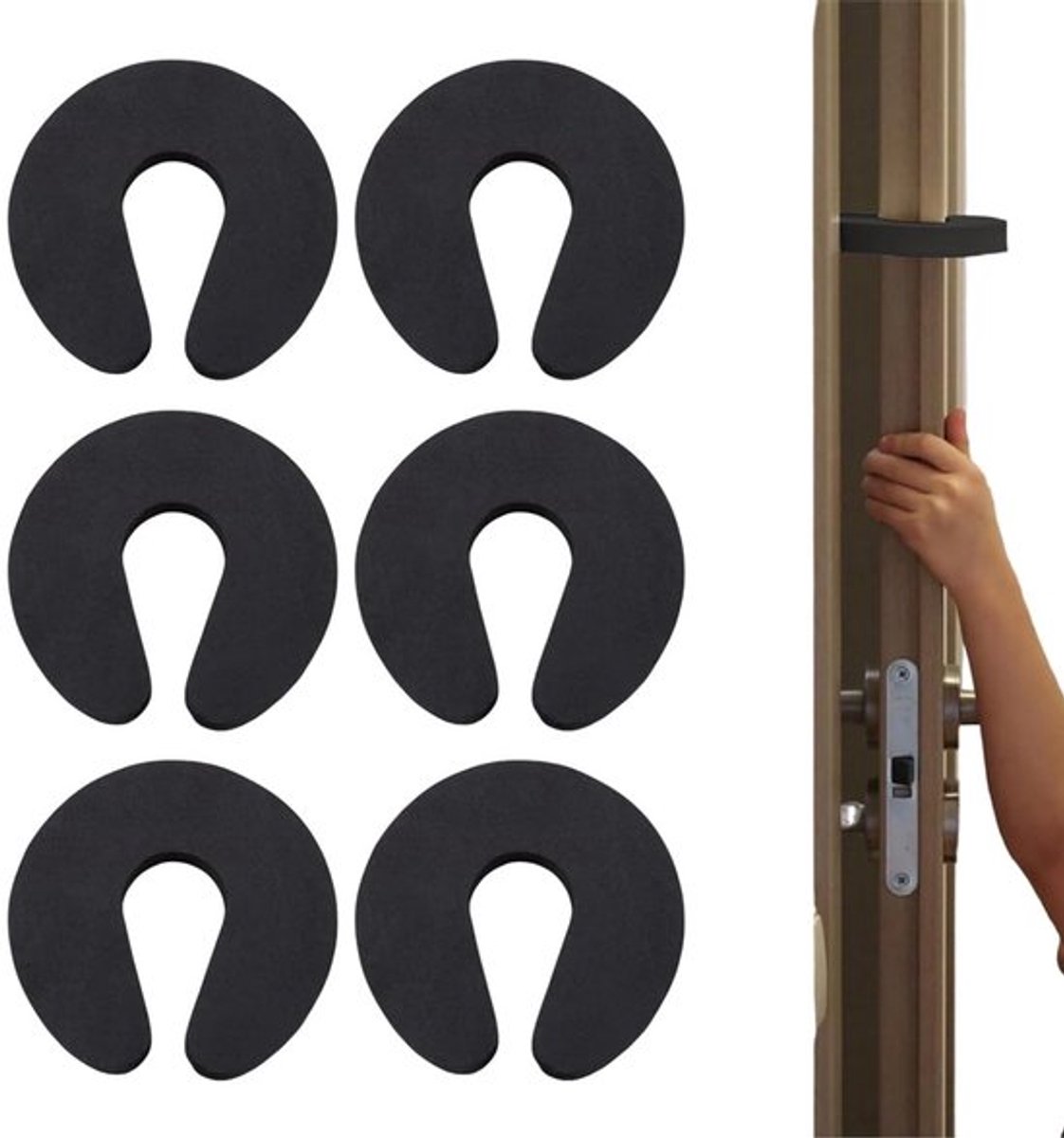 Deurstopper Zwart - Deurbuffer - Vingerbescherming - Kinderbeveiliging - 6 Stuks - EVA-schuim - Vingerbeveiliging