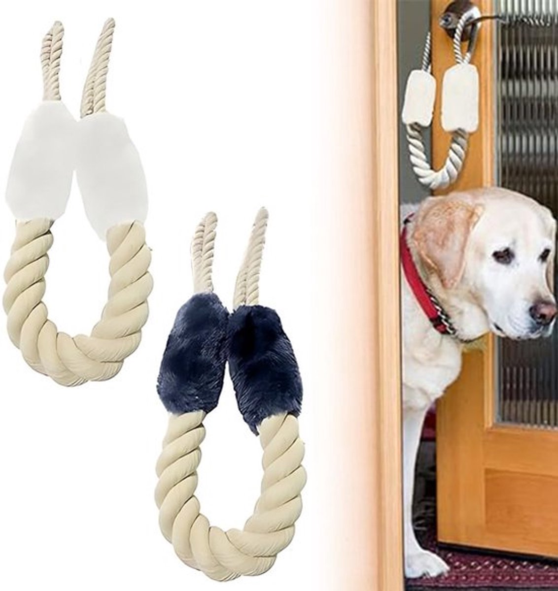 Deurstoppers Veiligheid - Deurstopper voor Kinderen - Katoenen Deurstopper - Duurzaam Design - 2 Stuks - Totale Lengte 60 cm - Deurkoord
