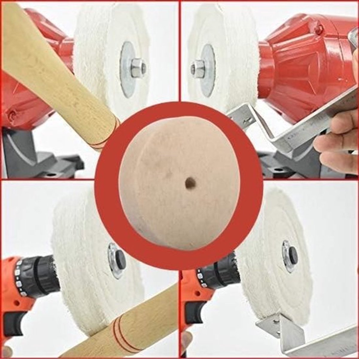 Polijstwielen 100 x 25 mm - Ronde Polijstschijf - Vilt/ Wol - Geschikt voor Metaal/ Glas - Kwaliteitsmateriaal - 1 Jaar Garantie