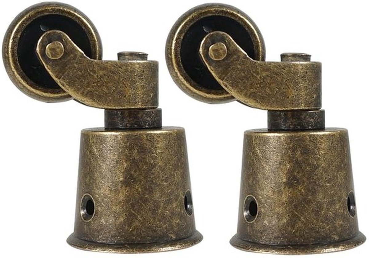 Universele meubelwielen - Hoog draagvermogen - Massief messing - Rollen - Kledingkasten - Bedden - Fauteuils - Brons - Geschikt voor meubelstukken.