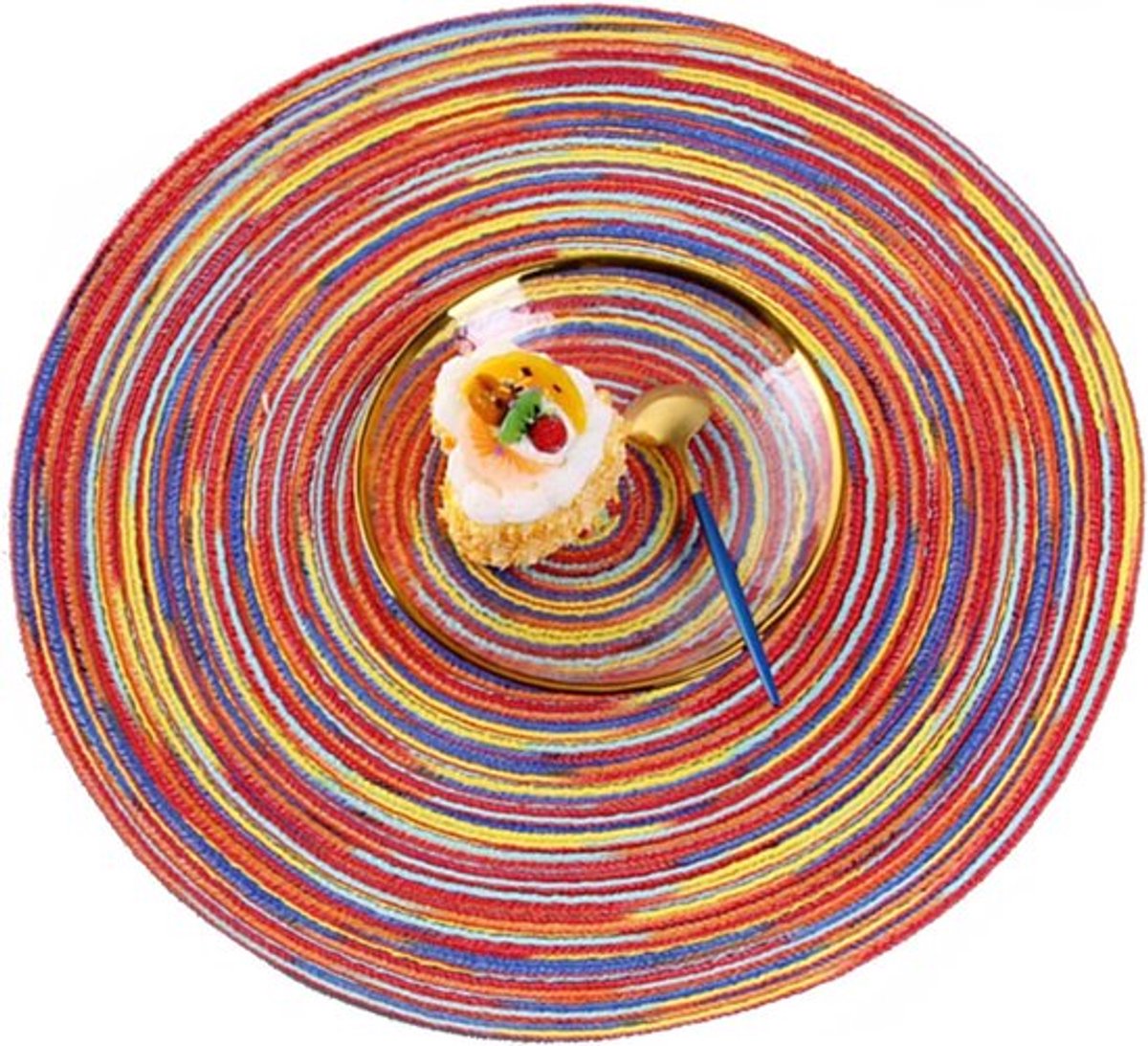 - Tafelmat Set - Hittebestendig - Geweven Katoen - Rotan - Tafeldecoratie - Geschikt voor Keuken - Rond Tafelmaat - Placemats Set van 4 - Onderzetters - 30 cm - Decoratie