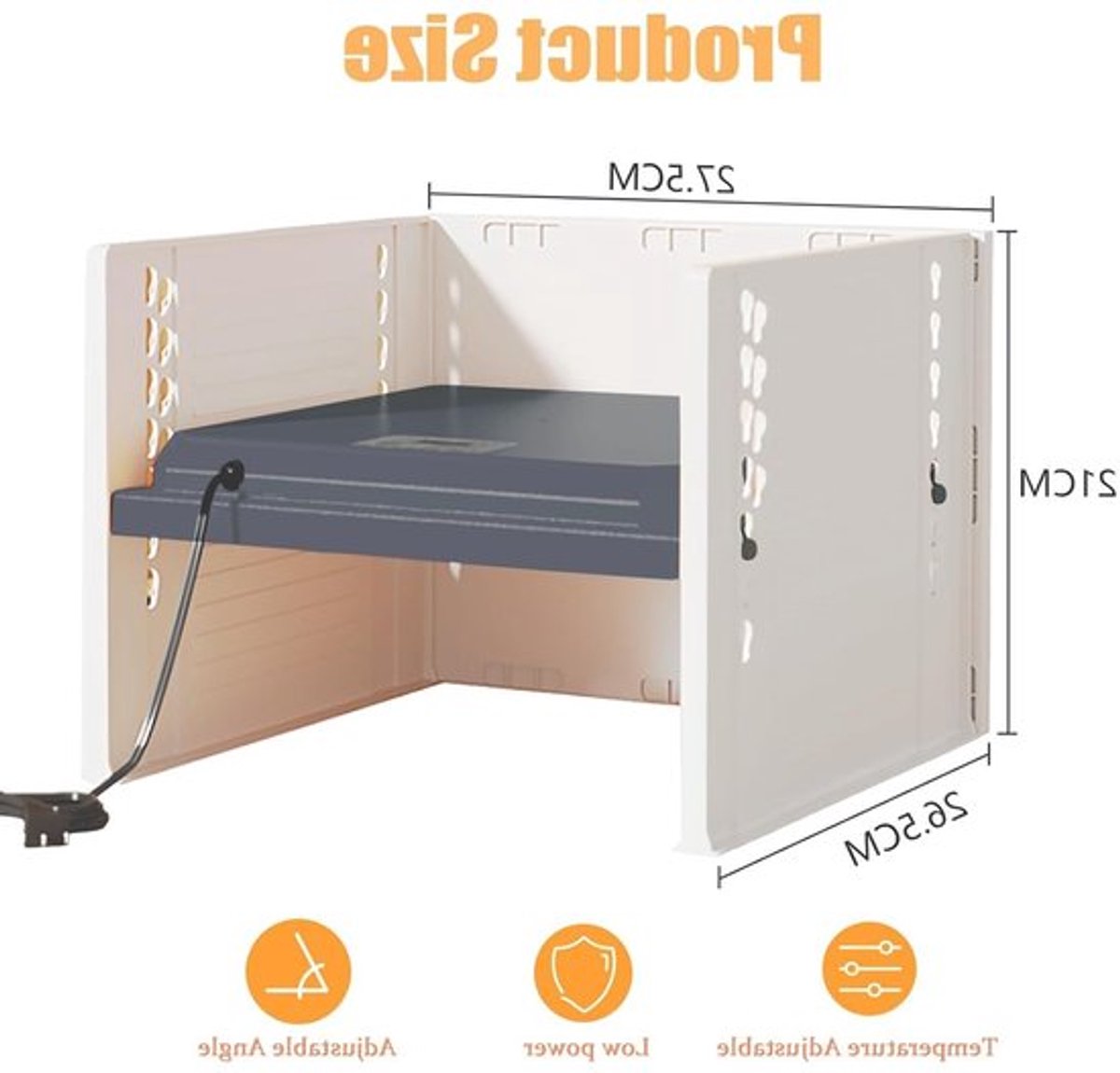 Verwarmingsplaat van 25 W voor kuikens met windpanelen, thermostatische verwarming voor kippenhokken, verstelbare hoogte en kantelhoek, temperatuurinstelling van 10 - 65 °C, ideaal voor dierenverzorging en broedprocessen