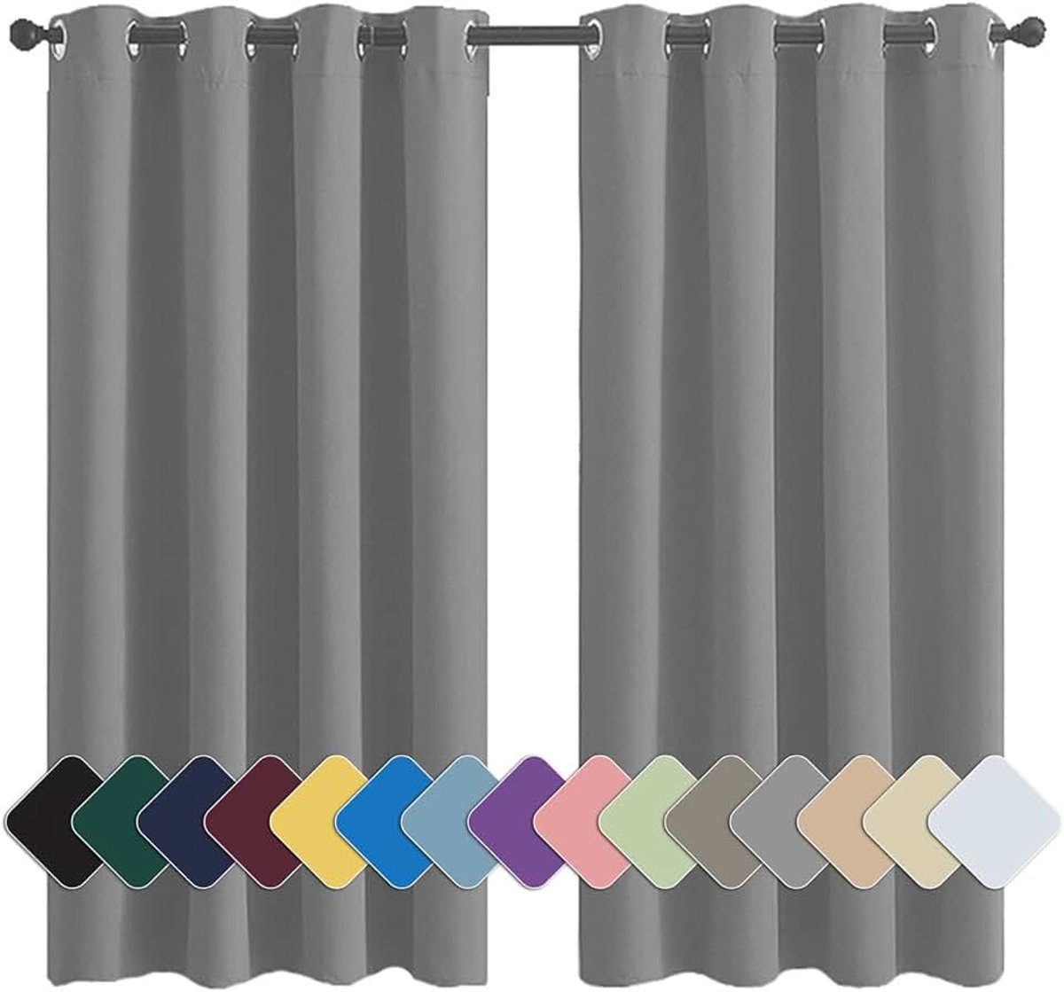 Thermogordijn, ondoorzichtig, voor slaapkamer met ogen, koudbescherming, (24 kleuren, 82 maten) lichtgrijs 1 stuk 90x100cm(HxB)