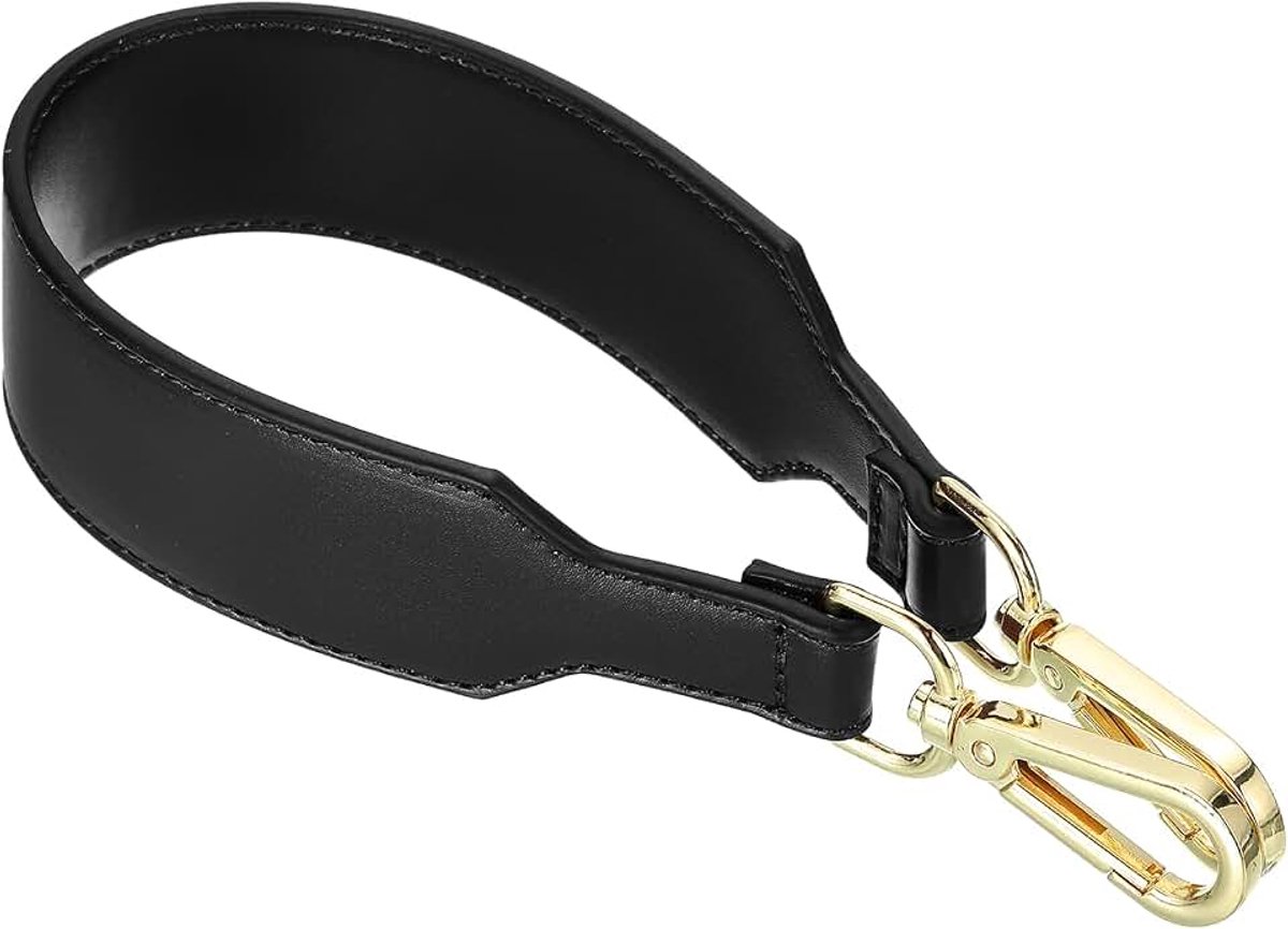 Tasriem voor tassen, PU-leer, tasriem, portemonnee, handvat, vervanging korte riem, tashengsel met sluiting voor handtas, portemonnee, 41 x 3,6 cm, zwart gouden gesp