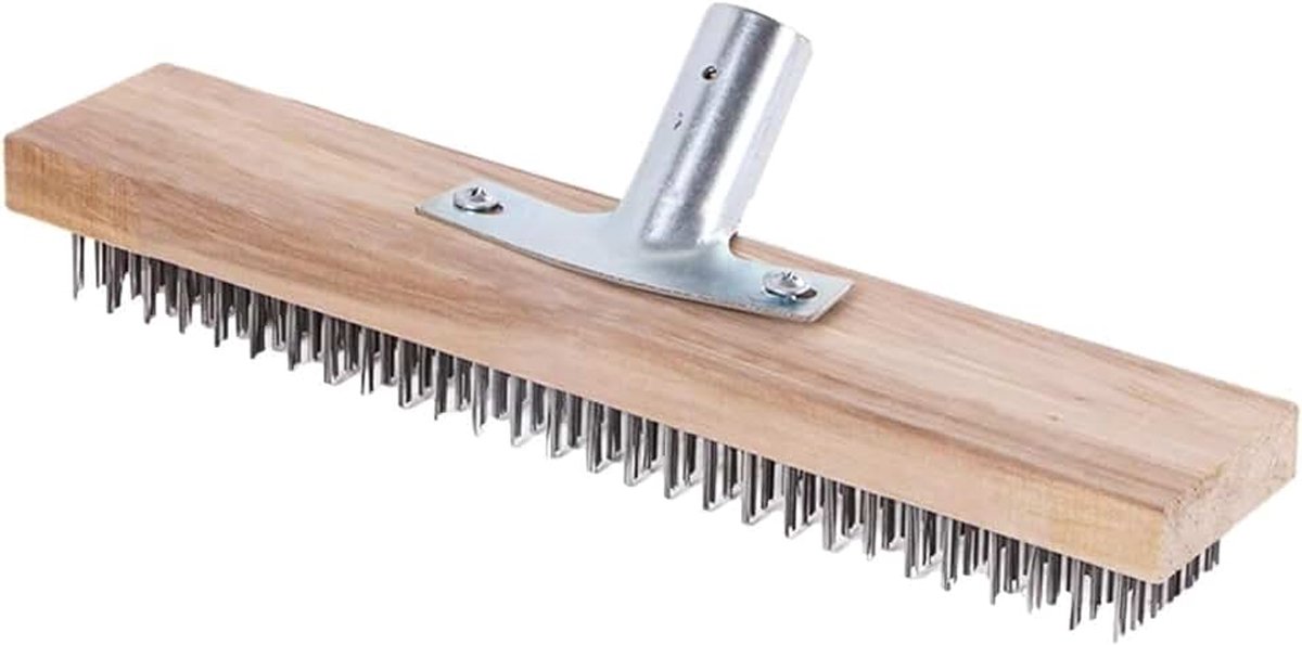 Borstel, buitenborstel, robuuste tuinbezem, metalen bezem, terrasbezem voor buiten, herbruikbare schuurborstel voor tuinschuim