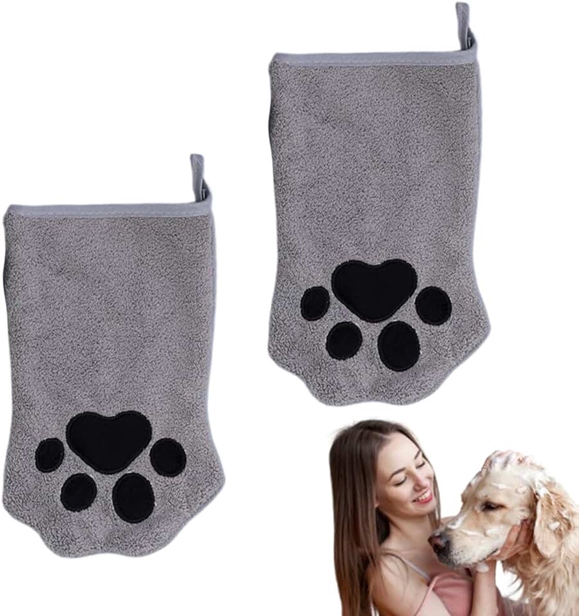 Verzorgingshandschoenen voor katten Een Paar Dubbelzijdige Koraal Fleece | Puppy badhanddoek drooghandschoen Voor En Kortharige Huisdieren Woonkamer En Badkamer