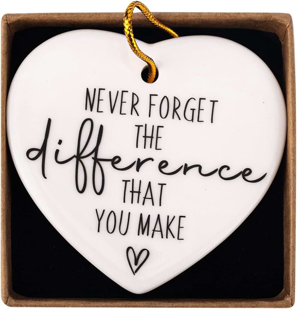 Geschenken voor Vrouwen, Never Forget The Difference You Make Keramisch Ornament Hartvormige Plaquette Aandenkens Waardering Afscheid Pensioen Geschenken voor Collega's Leraren