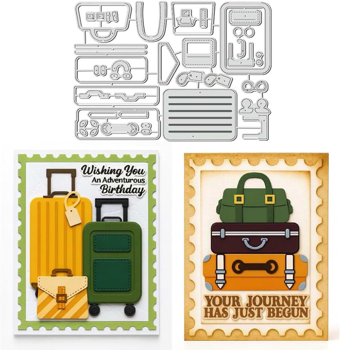 30 stuks snijsjablonen van koolstofstaal voor reiskoffer, 3D-reliëfsjablonen voor kaarten, scrapbooking, doe-het-zelf, fotoalbum, decoratie, ambachtelijk dagboek
