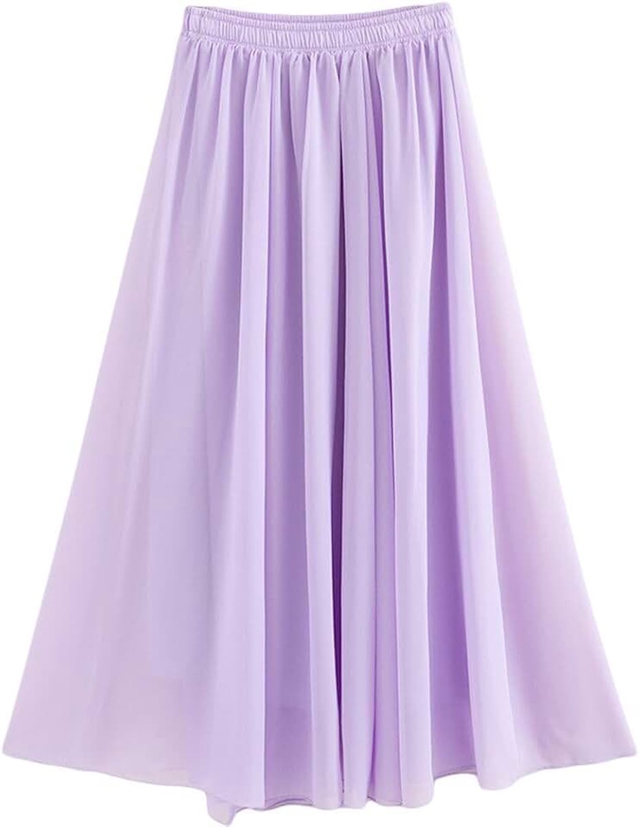 Dames uitgerekte taille chiffon lange rokken vloeiende rok