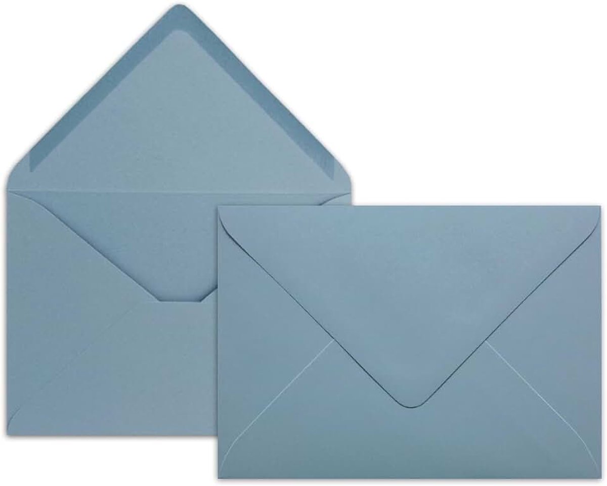 75 x enveloppen in hemelsblauw, 80 g/m², enveloppen in DIN B6-formaat 12,5 x 17,6 cm, natte plakrand zonder venster