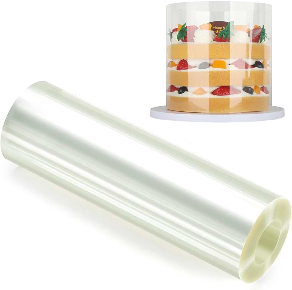 Acetaat voor cake, 20 cm x 10 m, folie voor taartrand, acetaatfolie voor cake, papieren ketting voor mousse, chocolade, taartdecoraties