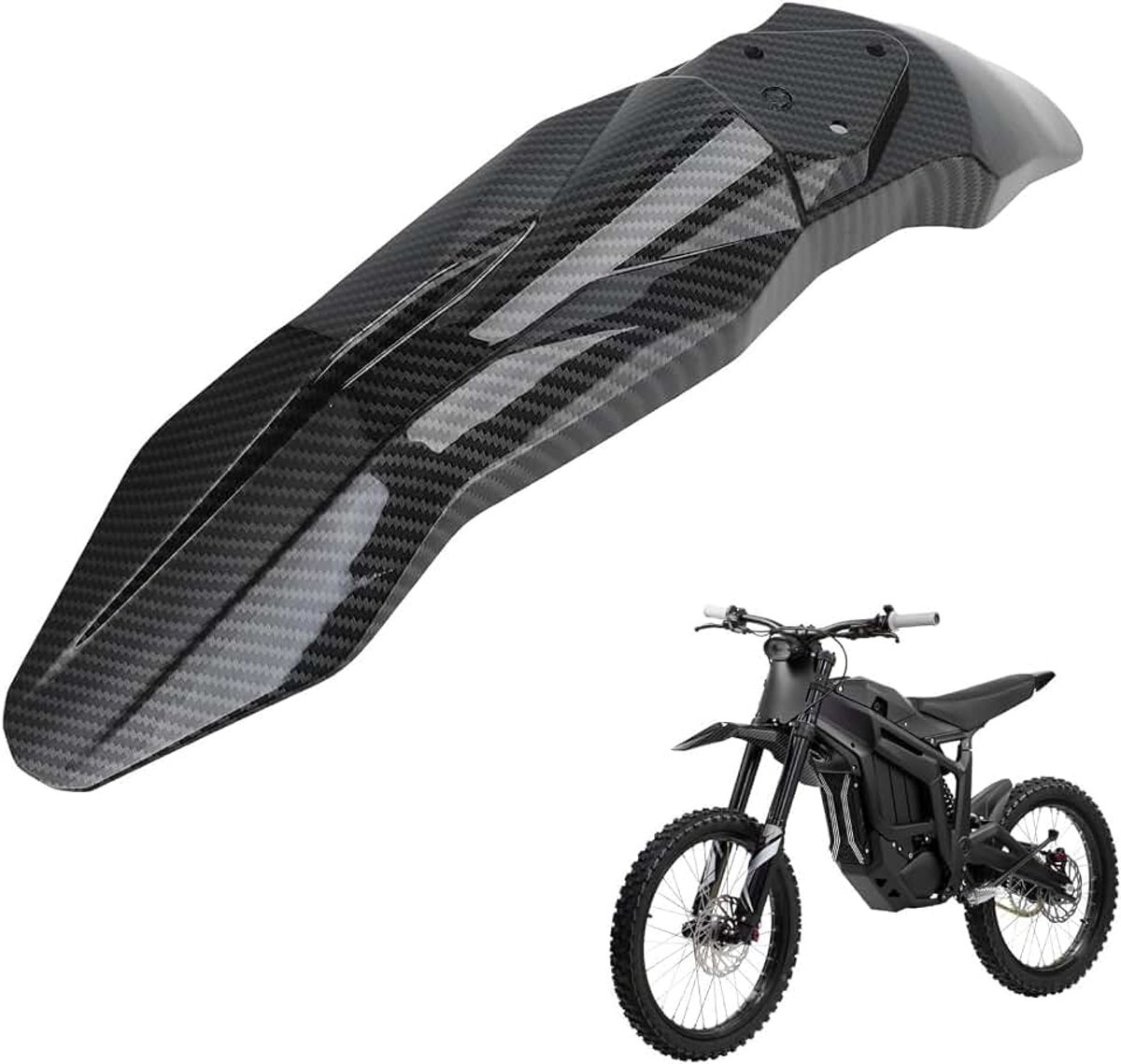 Koolstofvezelpatroon voor Talaria Sting MX3/MX4, dirtbike | Geschikt voor Talaria Sting MX3/MX4, voorspatbord met koolstofvezelpatroon, spatbescherming voor elektrische dirtbike