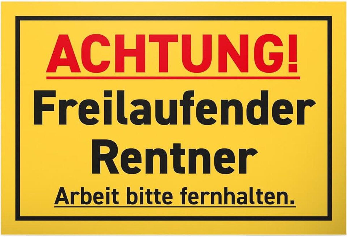 Vrijlopende gepensioneerde - 30 x 20 cm bord - afscheid kaart cadeau-idee pensionering afscheid - pensioen intrede collega cadeau pensioen mannen gepensioneerden