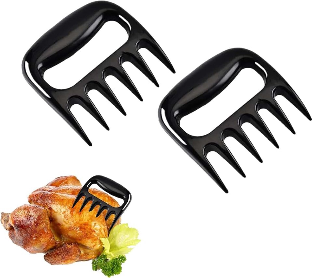 2 stuks grillklauwen voor kip, pulled pork vleesklauwen voor vlees, BBQ accessoires, geschikt voor de dagelijkse huisvrouw, keuken en voor het grillen van kip, varkensribbetjes en ander vlees