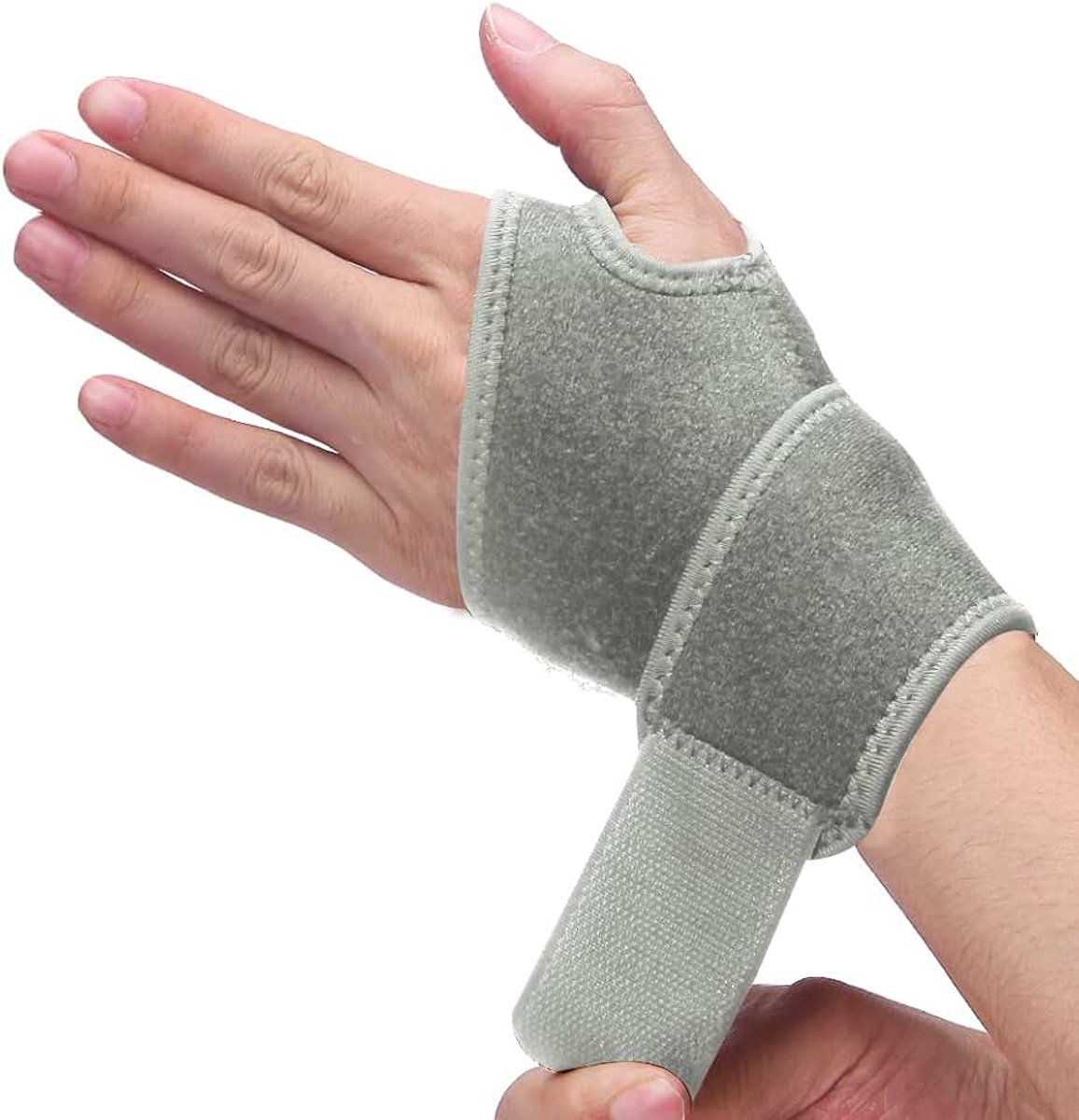 Polsbrace voor carpale tunnel, ademende en verstelbare polssteunbrace voor artritis en tendinitis, polscompressieomslag voor pijnverlichting, eenheidsmaat voor linker- of rechterhand - enkel (grijs)