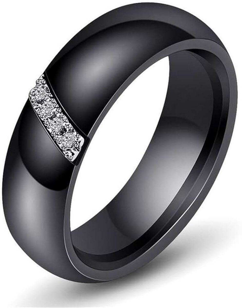 Oblique Zirkoon Bar Engagement Bruiloft Band Vrouwenring Keramische
