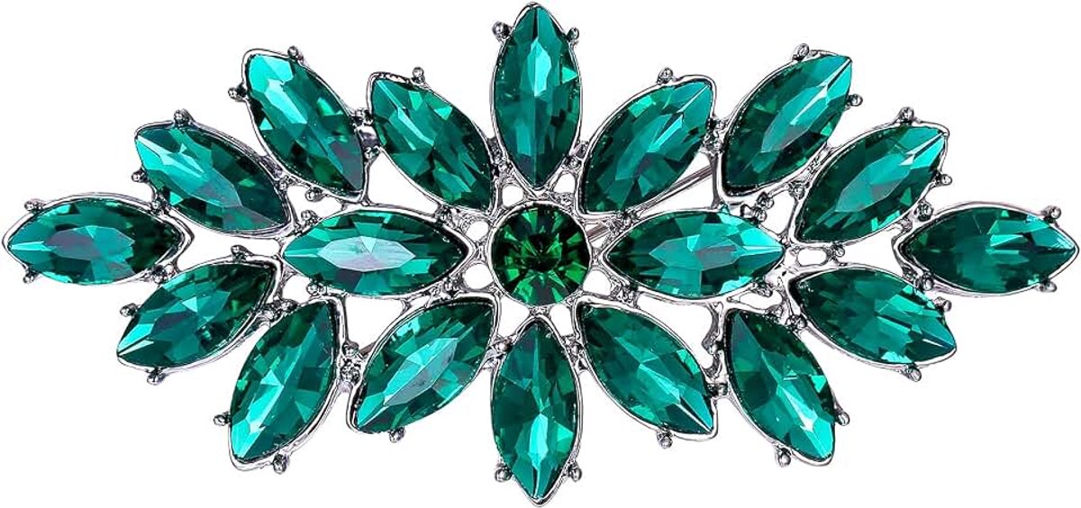 Corsage Broche Helder Marquise Oostenrijks Kristal Bruiloft Bloeiende Bloem Pin voor Kleding, 3.5 inches x 1.6 inches, Kristal, Kristal