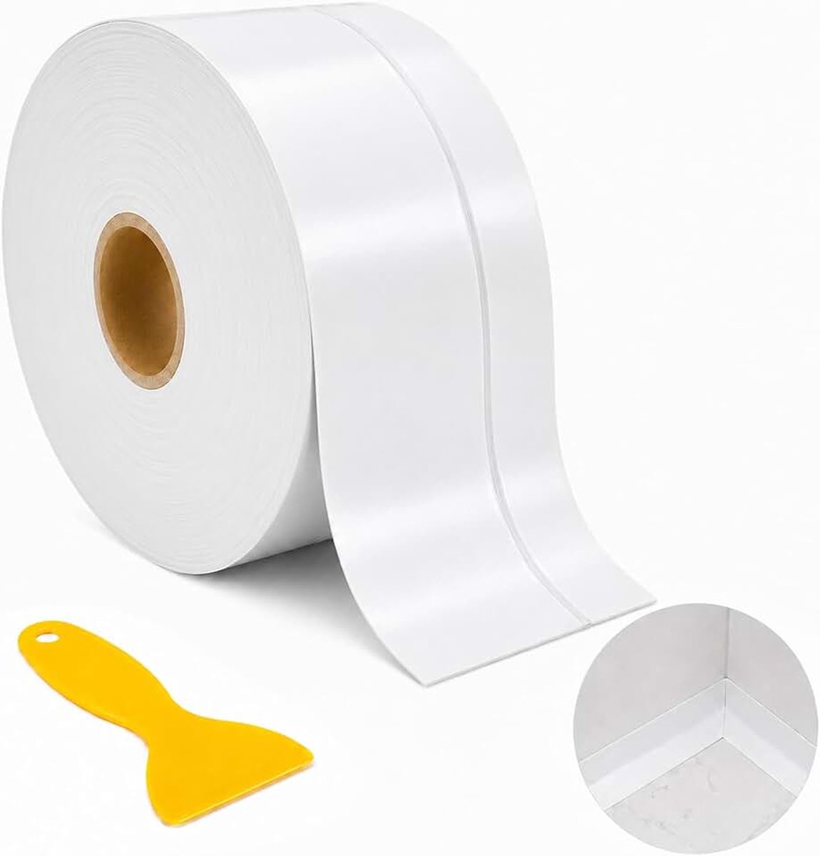Plint, zelfklevend, 50 mm x 20 mm, pvc-plint, flexibele afsluitlijst, plint zelfklevend voor keuken, badkamer, muur en vloerdecoratie (12 m x 70 mm, wit)