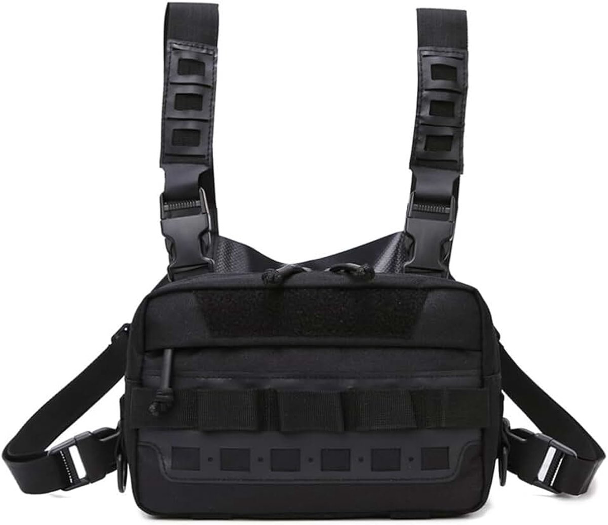 Borst Rig Bag, Tactische Molle Running Borst Pack met Multi-Zakken Verstelbare Waterdichte Sport Vesten Tas voor Jacht Vissen Wandelen Reizen