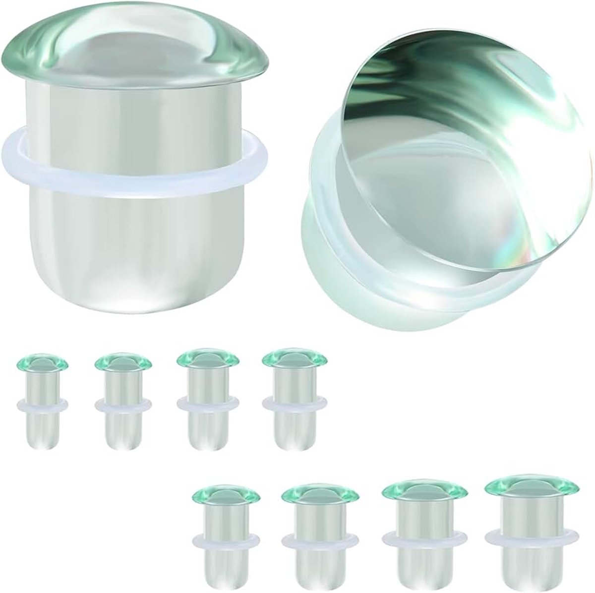1 paar enkele oorstretchers, massieve glazen oorpluggen, maten 6g – 9/16 inch beschikbaar voor vrouwen en mannen, transparante ear stretchers