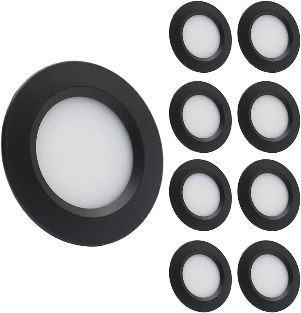 Plafondlampen dimbaar 3W 3000K warm witte spot verlichting voor T4 T5 caravan boot jacht camper cabine onder kast keuken zwart Cri 92+ 8 stuks